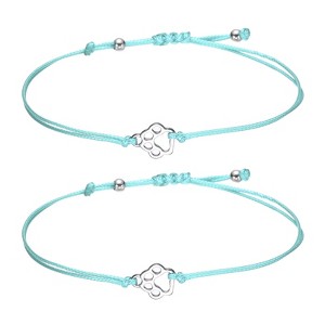 Unique Bargains Dog Cat Paw Bracelet Rope Bracelet Handmade Adjustable String 2 Pcs - 1 of 4