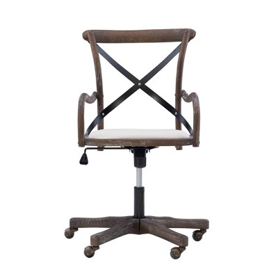Carson Gray-Washed Wood and Fabric Café-Style Office Chair