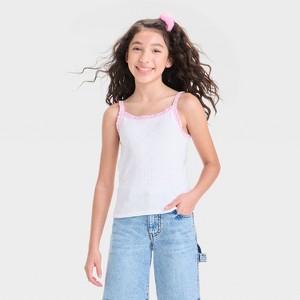 Girls' Lace Trim Tank Top - art class™ - 1 of 3