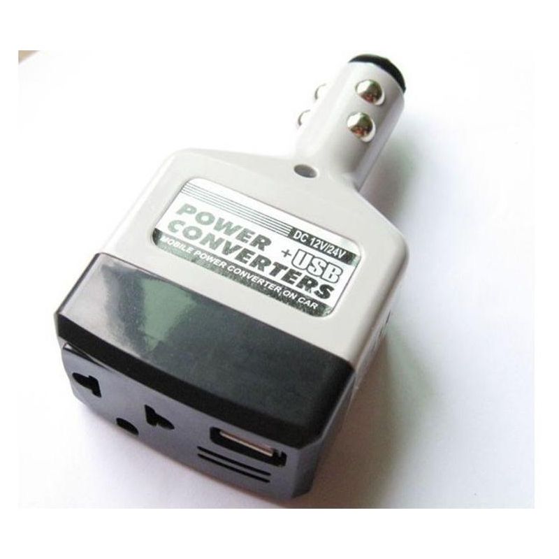 Car Power Converter Inverter 12V/24V for 220V Adapter Charger Car Cigarette Lighter Socket Power+USB Converter, 3 of 4