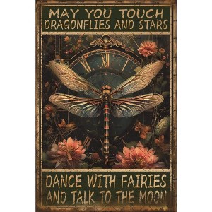 Dragonfly Decor Vintage May You Touch Dragonflies And Stars Dance With Fairies And Talk To The Moon Metal Tin Sign - 1 of 4
