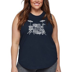 LA Pop Art Women's Word Art Tank Top - Drums - 1 of 4