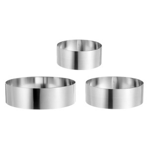 Unique Bargains Stainless Steel Seamless Nonstick Mirror Coating Round Cake Ring 3 Pcs - 1 of 4