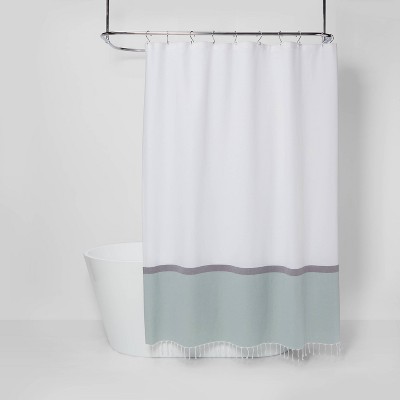 teal green shower curtain