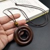 Wooden Pendant Necklace with Owl Leaf Elephant Flower Handmade Vintage Bronze Leaf Long Leather Chain Sweater Necklace for Women - 4 of 4