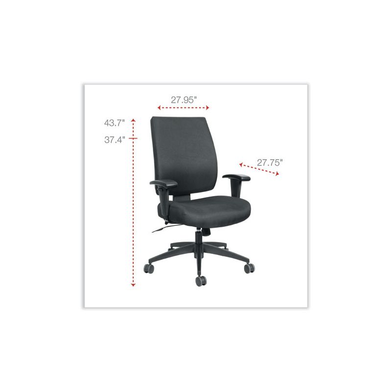 Alera Alera Wrigley Series High Performance Mid-Back Synchro-Tilt Task Chair, Supports 275 lb, 17.91" to 21.88" Seat Height, Black, 2 of 8