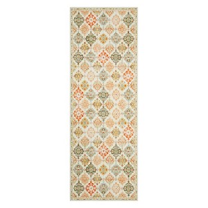 Boho Floral Area Rug , SoftFaux Wool Shag Rugs Farmhouse Washable Anti Slip Large Carpet Rug for Entryway Bedroom Living Room Hallway and Laundry Room - 1 of 4