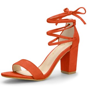 Allegra K Women's Tie-Up Strappy Chunky High Heels Sandal - 1 of 4