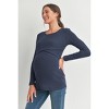 Hello Miz Women's Ribbed Long Sleeve Round Neck Maternity Nursing Top - 2 of 4