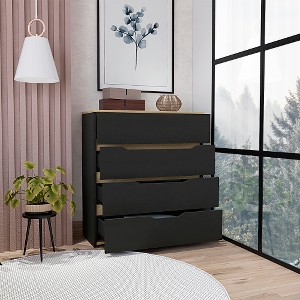 Zoe Dresser, Superior Top, Four Drawers -Black / Light Oak - 1 of 1