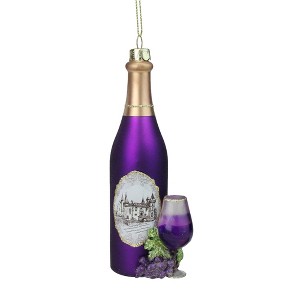 Northlight 5.75" Purple Wine Country Bottle Glass Christmas Ornament - 1 of 2