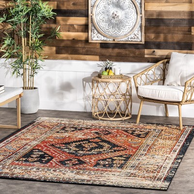 Multicolor Floral Synthetic 4' x 6' Area Rug