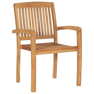 vidaXL 6X Solid Teak Stacking Patio Chairs - Outdoor Garden Lounge Seating - Weather-Resistant - 23.6"x22.6"x35.4" - 1 of 4