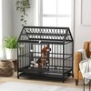 PawHut 48" Heavy Duty Dog Crate, Strong Steel Large Dog Crate with 4 Lockable Wheels, Double Doors, and Removable Tray, for XL and L Dogs, Black - 3 of 4