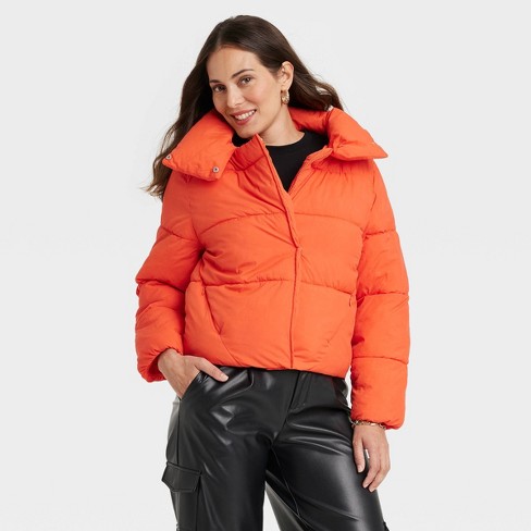 Women's Faux Leather Short Puffer Vest - S.e.b. By Sebby : Target