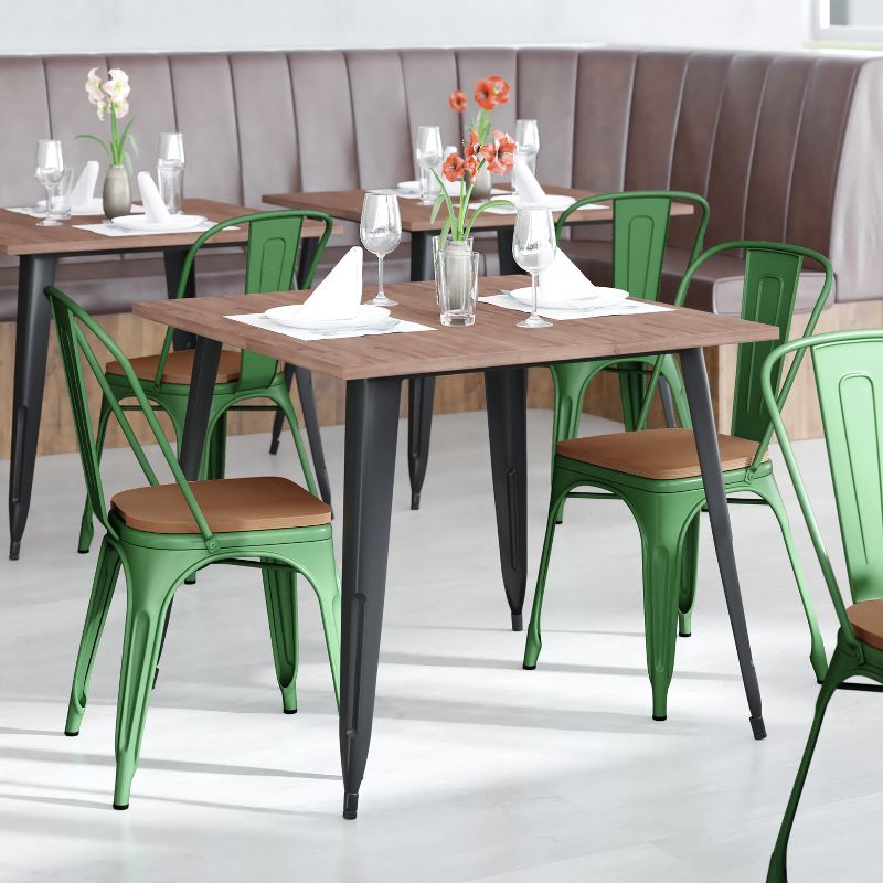 Emma and Oliver Metal Stacking Dining Chairs with Poly Resin Seats for Indoor/Outdoor Use, 2 of 13