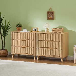 mid century modern dresser and nightstand set Furniture of America Beau Midcentury 3-Piece Walnut 2 Bedroom drawer dresser and 2 coordinating 2 ModernLuxe Fluted 3-Drawer Dresser Set