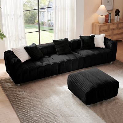 Modern Upholstered Sofa Chair with Ottoman, Three-Seater Couch for Lounging, Small Spaces and Accent Seating - The Pop Home
