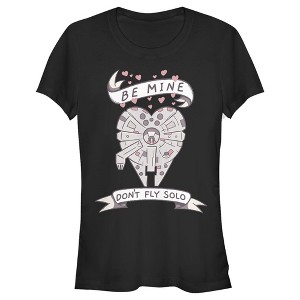 Juniors Womens Star Wars Valentine Don't Fly Solo T-Shirt - 1 of 4