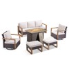 4 Pieces Patio Furniture Set with 41" Propane Fire Pit Table, Deep Seating Wicker Sofa Couch with Swivel Glider Chairs Set Patio Conversation Set - 2 of 4