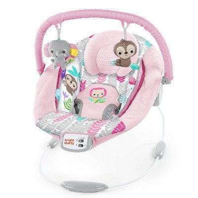 Image of Bright Starts Rosy Vines Comfy Baby Bouncer with Vibrating Infant Seat, Toy Bar & Taggies