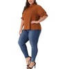 Agnes Orinda Women's Plus Size Glitter Pleated Keyhole Back Star Print Puff Sleeve Blouses - 2 of 4
