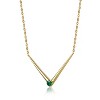 Guili Chic 14K Gold-Plated Emerald CZ Solitaire Chevron Necklace in Green, Blue, Red, or Gold—Elegant, Stylish, and Perfect for Layering. - 2 of 3