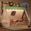 Okak Twin/Full House-Shaped Floor Canopy Beds with Tent & Light Decor,Solid Wood Bed Frame for Kids,Teens,No Spring Box Needed - 3 of 4