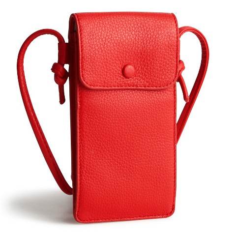 Vera Bradley Women's Leather Phone Case Crossbody Bag Goji Berry Red