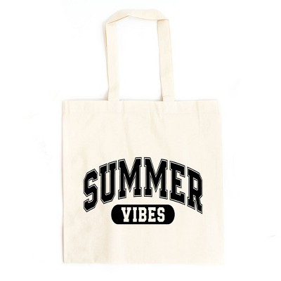 City Creek Prints Varsity Summer Vibes Canvas Tote Bag - 15x16 - Natural
