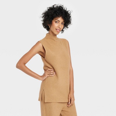 Women's Mock Turtleneck Ribbed Sweater Vest - A New Day™