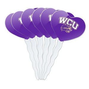 Western Carolina Primary Logo Heart Love Cupcake Picks Toppers Decoration Set of 6 - 1 of 4