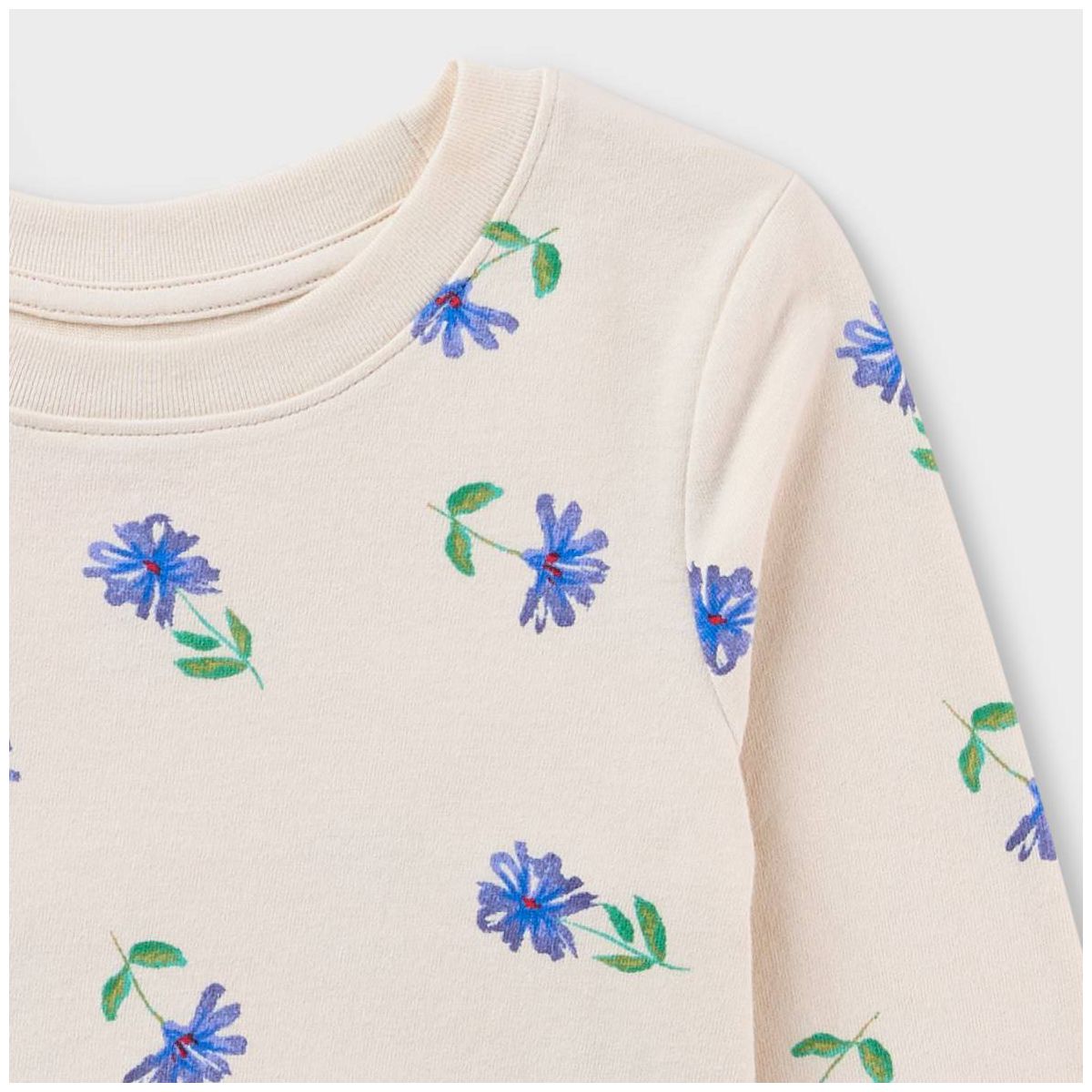 Baby & Toddler Girls' Floral Long Sleeve Classic T-Shirt - Cat & Jack™ Cream/Purple - thumbnail 3