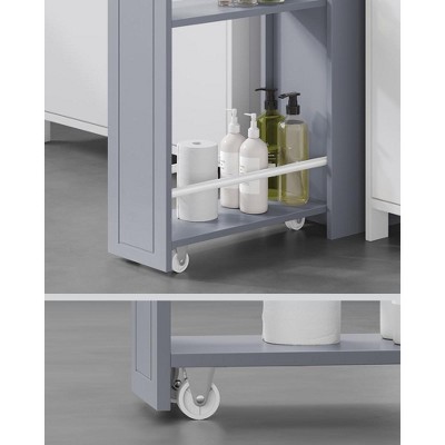 Dove Gray Slim Bathroom Storage Cabinet with Slide Out Drawers