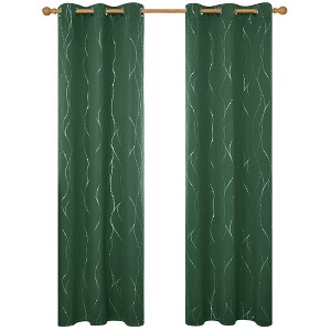 Deconovo Wave Line with Dots Blackout Curtains, 42-Inch Wide, 2 Panels - 1 of 4