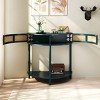 31.5" Half Moon Console Table with Sliding Rattan Doors and Bottom Shelf for Living Room or Hallway-The Pop Home - 3 of 4