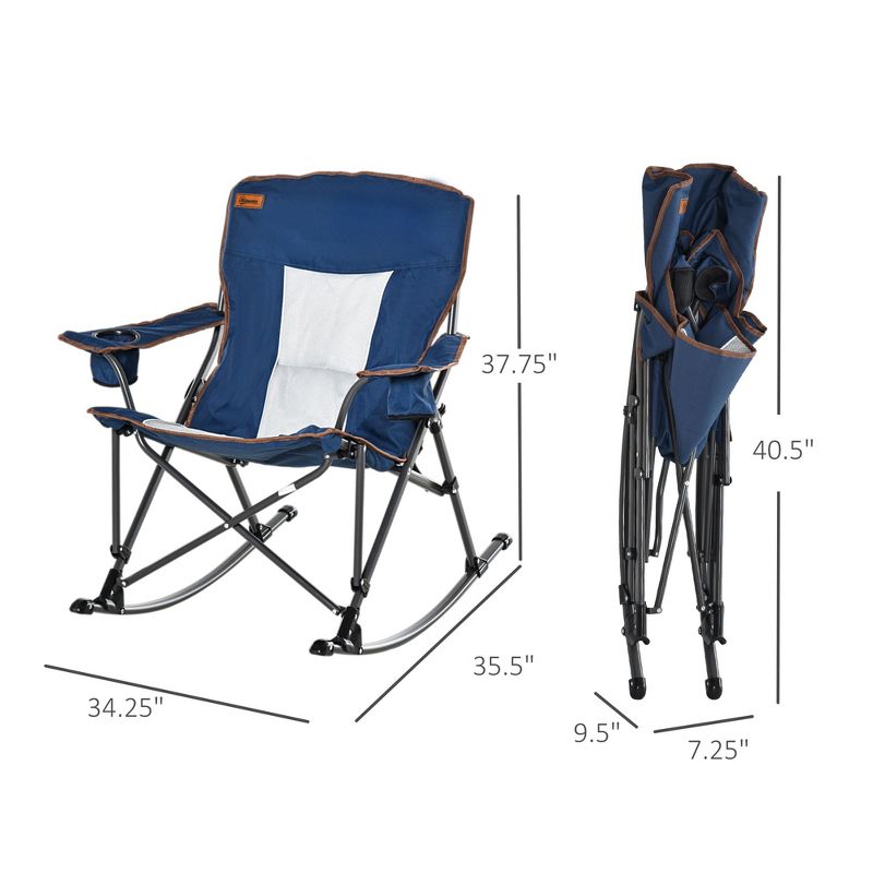 Outsunny Outdoor Folding Beach Camping Chair with Strong Steel Legs, Side Cup Holder, & Durable Oxford Fabric, 5 of 9