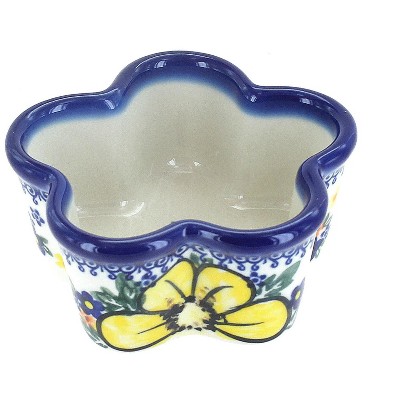 Blue Rose Polish Pottery Buttercup Mini Baker - Flower Shape