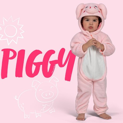 Joyfy Baby Pig Costume for Halloween - Pink Animal One-Piece Jumpsuit, Cute Toddler Piggy Outfit