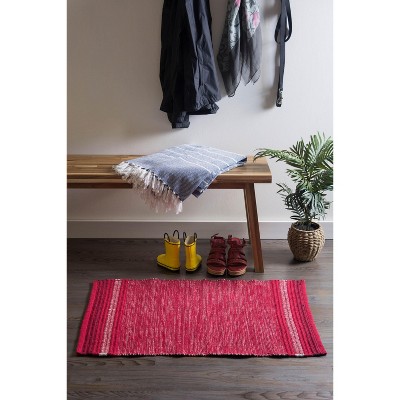 Handmade Red Cotton Reversible Striped 2x3' Rug