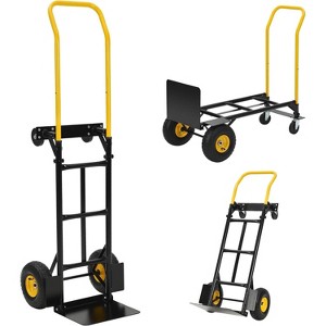 2-In-1 Hand Truck & Platform Cart | Non-Marking Wheels + 3-Height Adjustable Handle for Industrial/Logistics/Luggage - 1 of 4