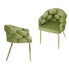 Ridstar Upholstered Handmade Velvet Accent Chair & Armchair Set Of 2 With Gold Legs For Reading, Living Room-Green - 3 of 4