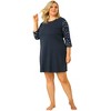 Agnes Orinda Women's Plus Size Cute Floral 3/4 Sleeve Floral Print Nightgowns - 3 of 4