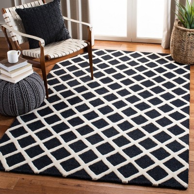 Eva Hand-Tufted Wool Square Rug in Black/Ivory - 6' x 9'