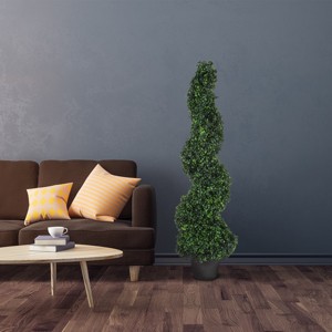 Pure Garden Faux Boxwood Artificial Tree - Realistic Plastic Topiary and Weighted Pot for Indoor or Outdoor - 1 of 4
