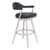 HomeRoots 30" Black And Silver Faux Leather And Stainless Steel Bar Height Swivel Bar Chair - 4 of 4