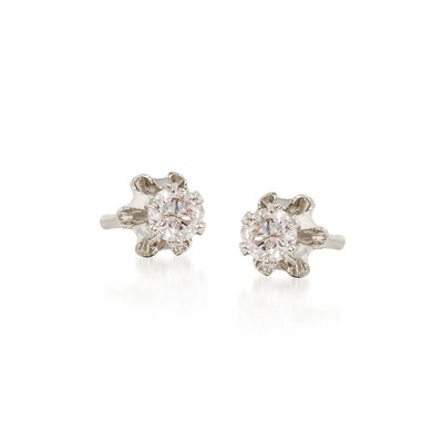 Ross-Simons Child's Diamond Accent Stud Earrings in 14kt White Gold