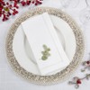 Saro Lifestyle Embroidered Pine Leaf Christmas Hemstitched Border Cotton Napkin (Set of 6 pcs), 20", White - 2 of 2