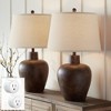 Regency Hill Glenn 27" Tall Urn Farmhouse Rustic Traditional Table Lamps Set of 2 WiFi Smart Socket Dark Terra Cotta Finish Living Room Bedroom - 2 of 4