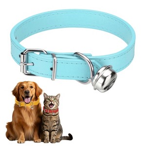 Unique Bargains Dog Collar with Bell Adjustable Buckle PU Leather Dog Collars - 1 of 4